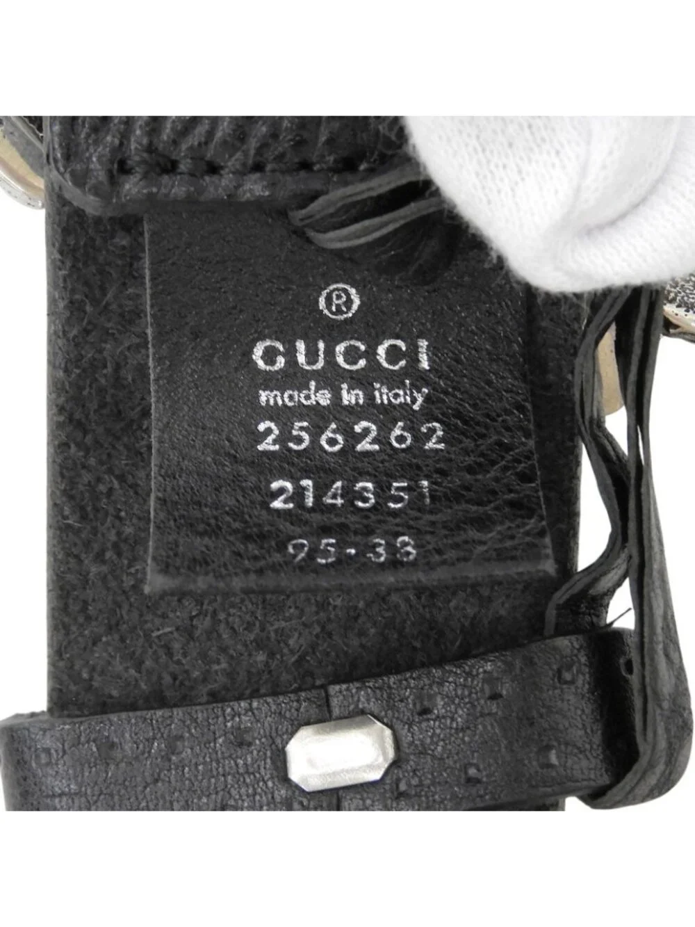 Gucci Pegasus Buckle Leather Belt Black Silver